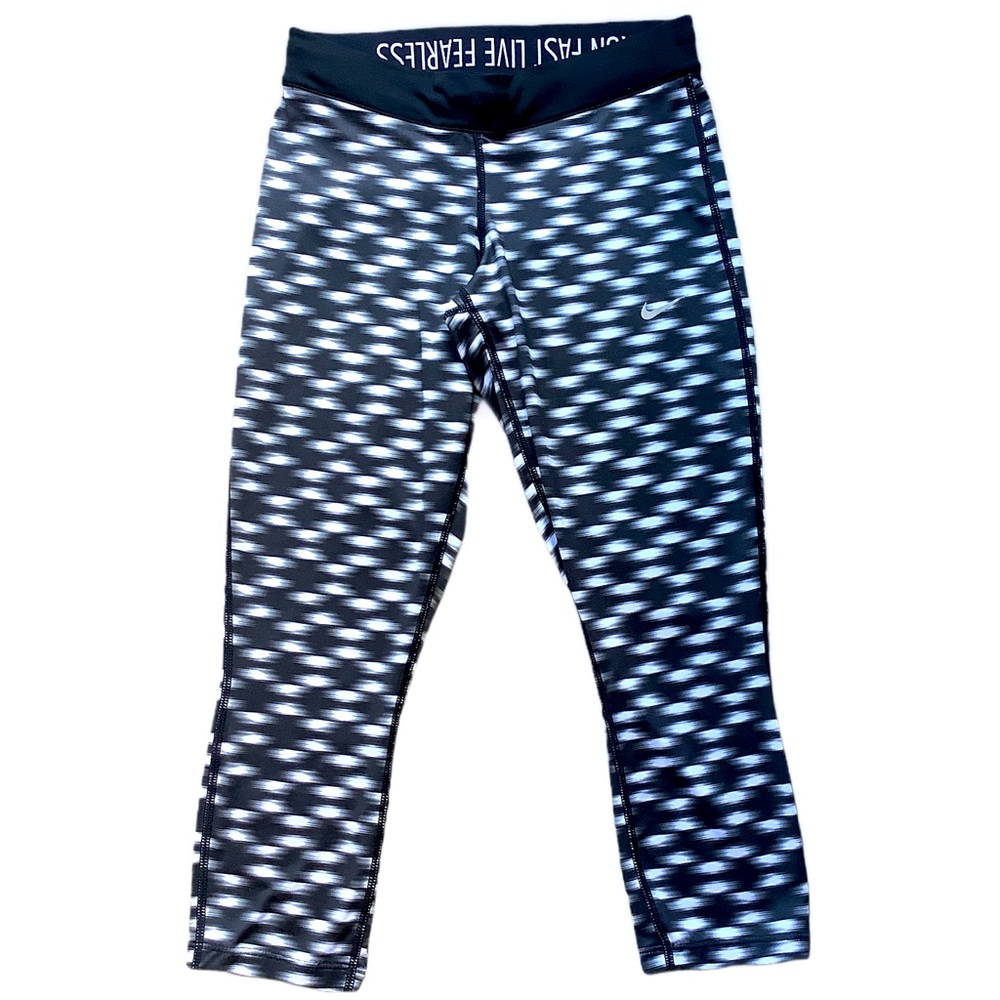 Nike Running Capris Leggings Black & White Sz XS - Picture 2 of 8